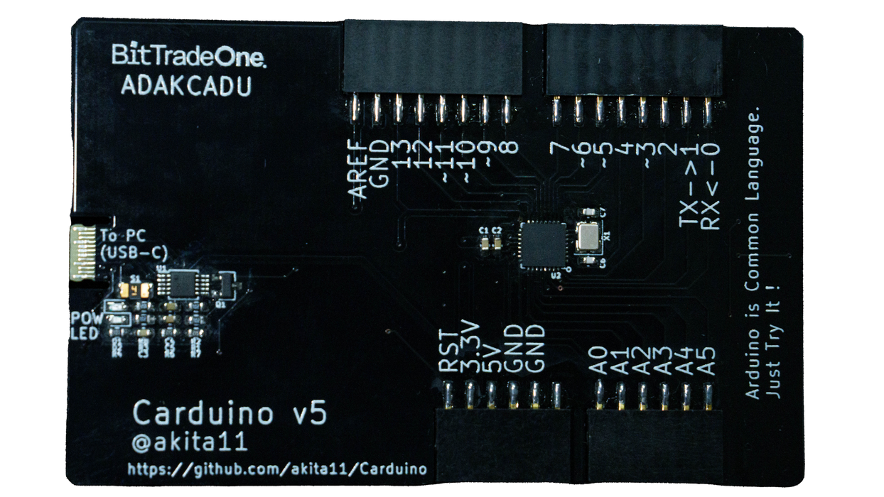 ADAKCADU Carduino クレジットカードサイズのフィジカルコンピュータ