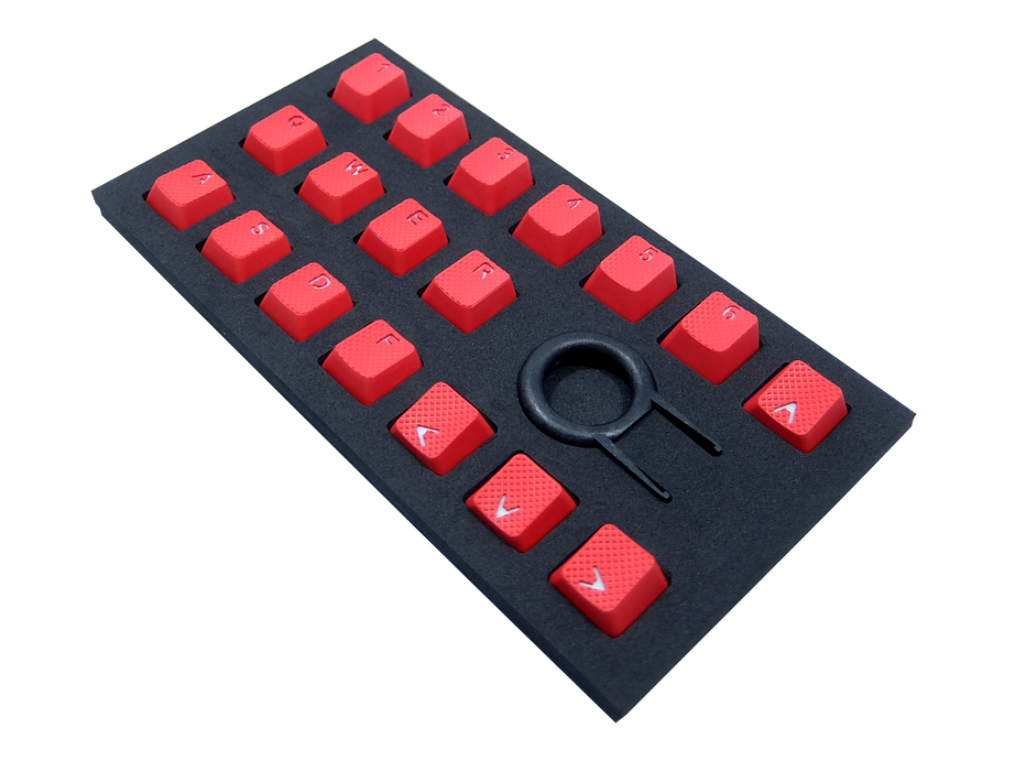 BFRKCRD Gaming Custom Key Top Set Rubber &amp; Backlight Compatible "BFRKC" Series Red/BFRKCRD